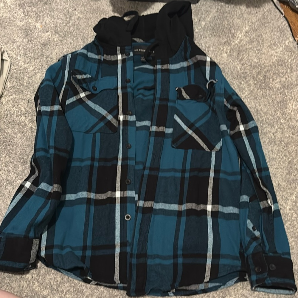 Flannel jacket with hood